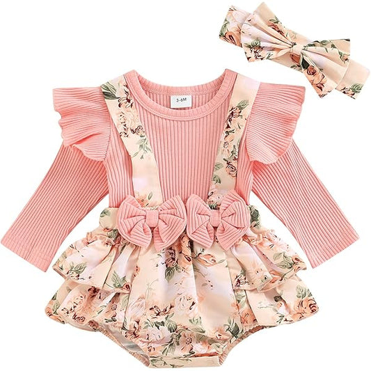 Floral Dress With Bowknot Headband