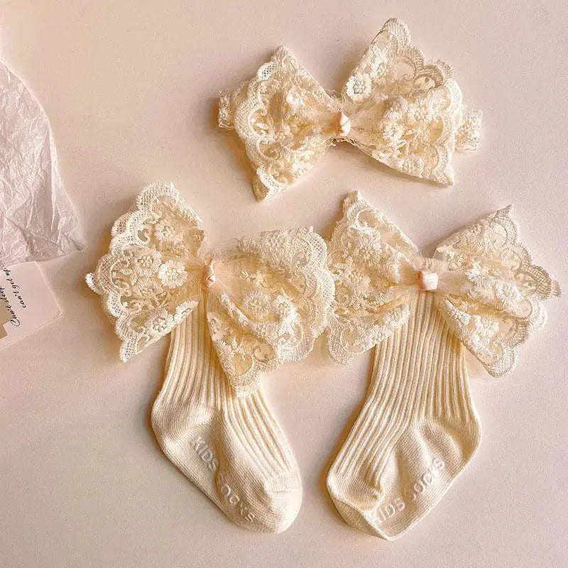 Baby Lace Socks with Matching Headband
