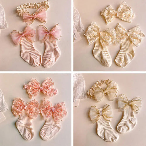 Baby Lace Socks with Matching Headband
