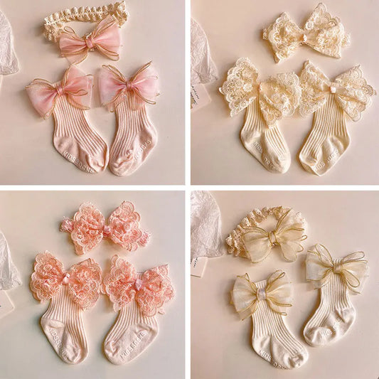 Baby Lace Socks with Matching Headband